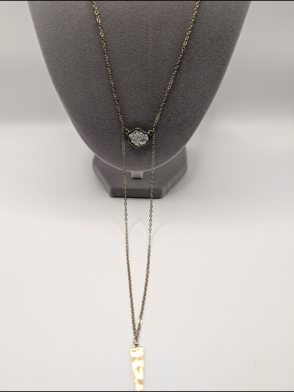 Layered Gold-Tone Crystal Lariat Necklace